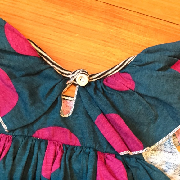 RIGHT BANK BABIES 2T Teal & Pink Polka Dot Dress - Picture 5 of 5